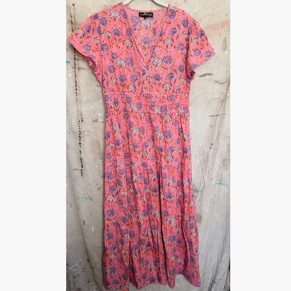 Liza Byrd Blockprint Tiered Midi Dress - Picture 2 of 5
